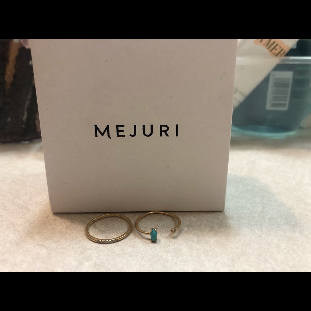 Pre-owned Mejuri 14k gold diamond rings.